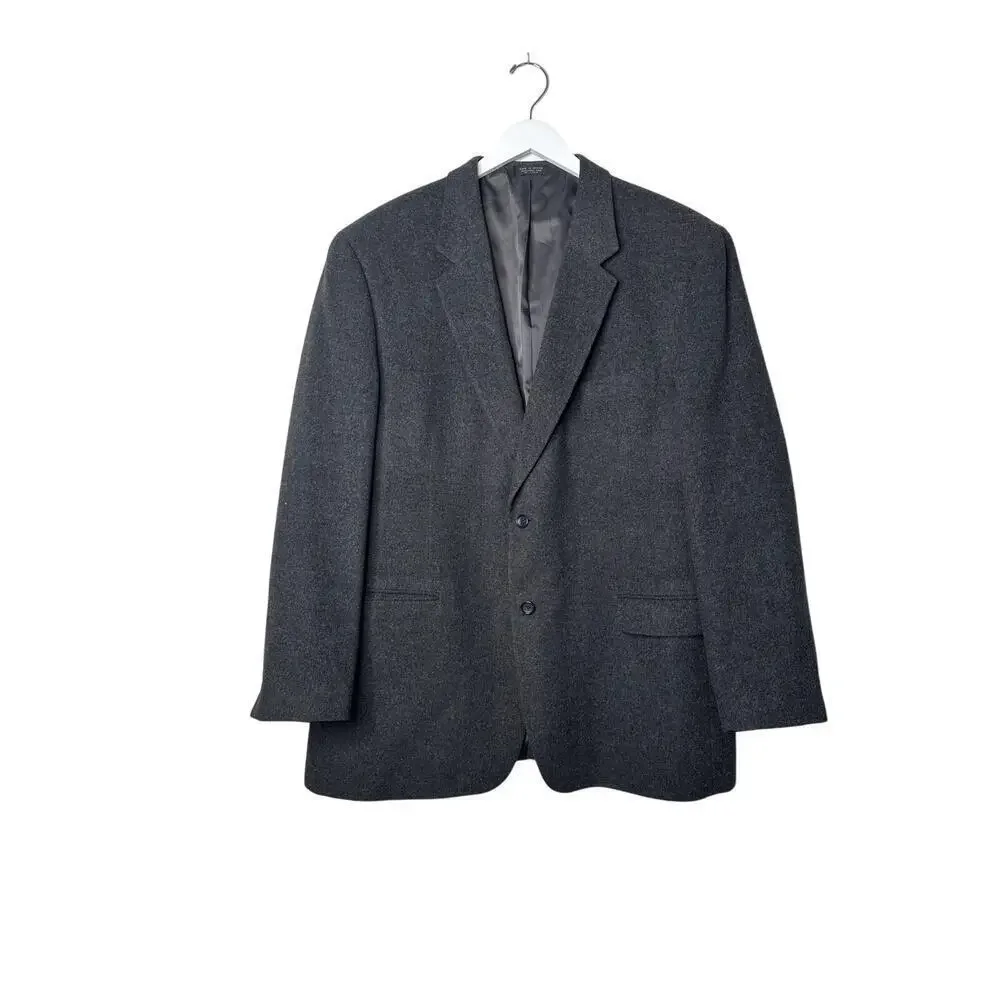 100% Camel's Hair Winter Luxury Men Jacket Blazer Dark Gray Size Large Over Coat
